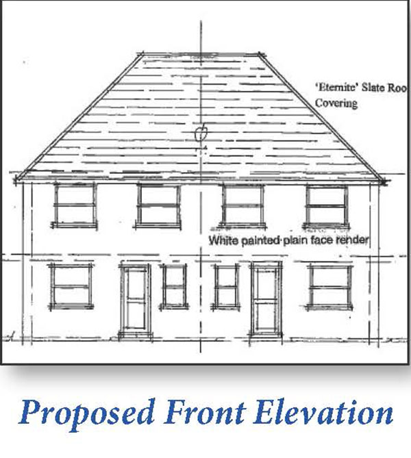 Lot: 72 - PLOT WITH PLANNING FOR TWO SEMI-DETACHED HOUSES - Proposed Front Elevation